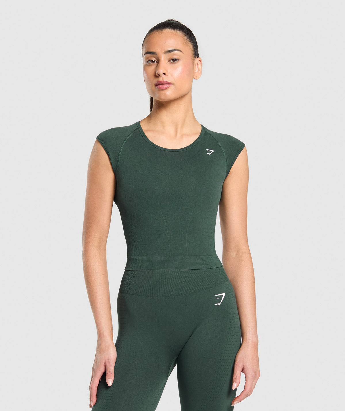 Vital Scoop Neck Top Woodland Green Marl