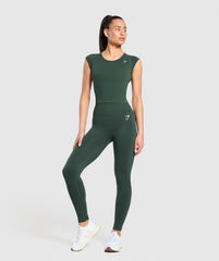Vital Scoop Neck Top Woodland Green Marl