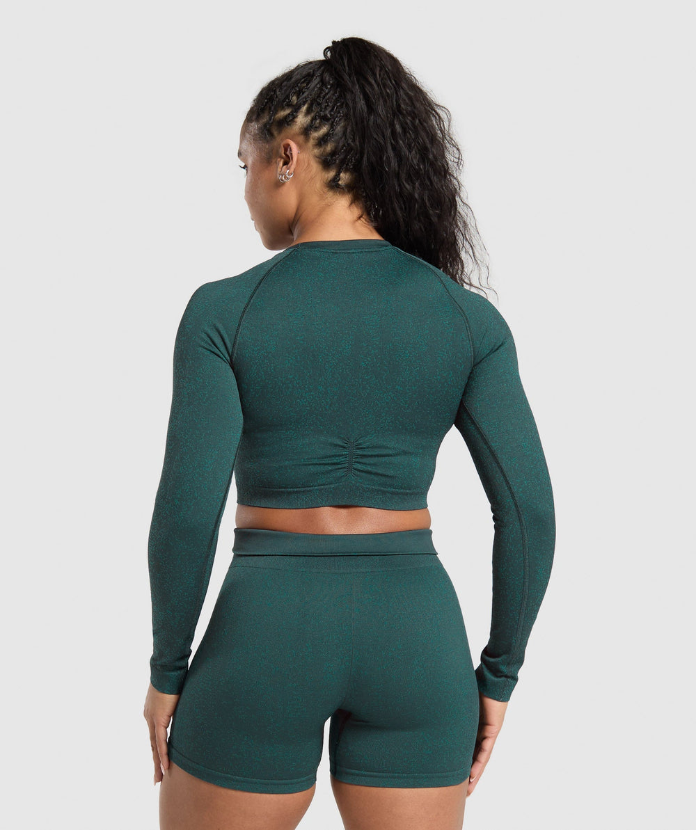 Adapt Fleck Seamless Long Sleeve Crop Top Darkest Teal/Functional Teal