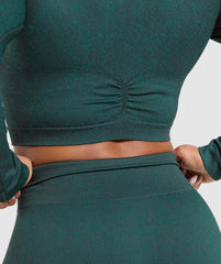 Adapt Fleck Seamless Long Sleeve Crop Top Darkest Teal/Functional Teal