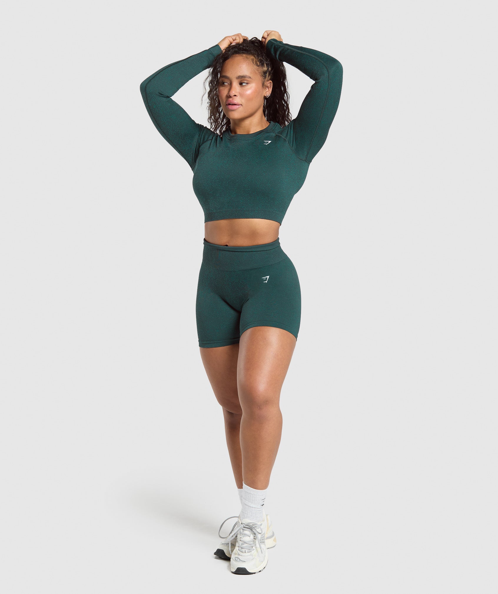 Adapt Fleck Seamless Long Sleeve Crop Top Darkest Teal/Functional Teal