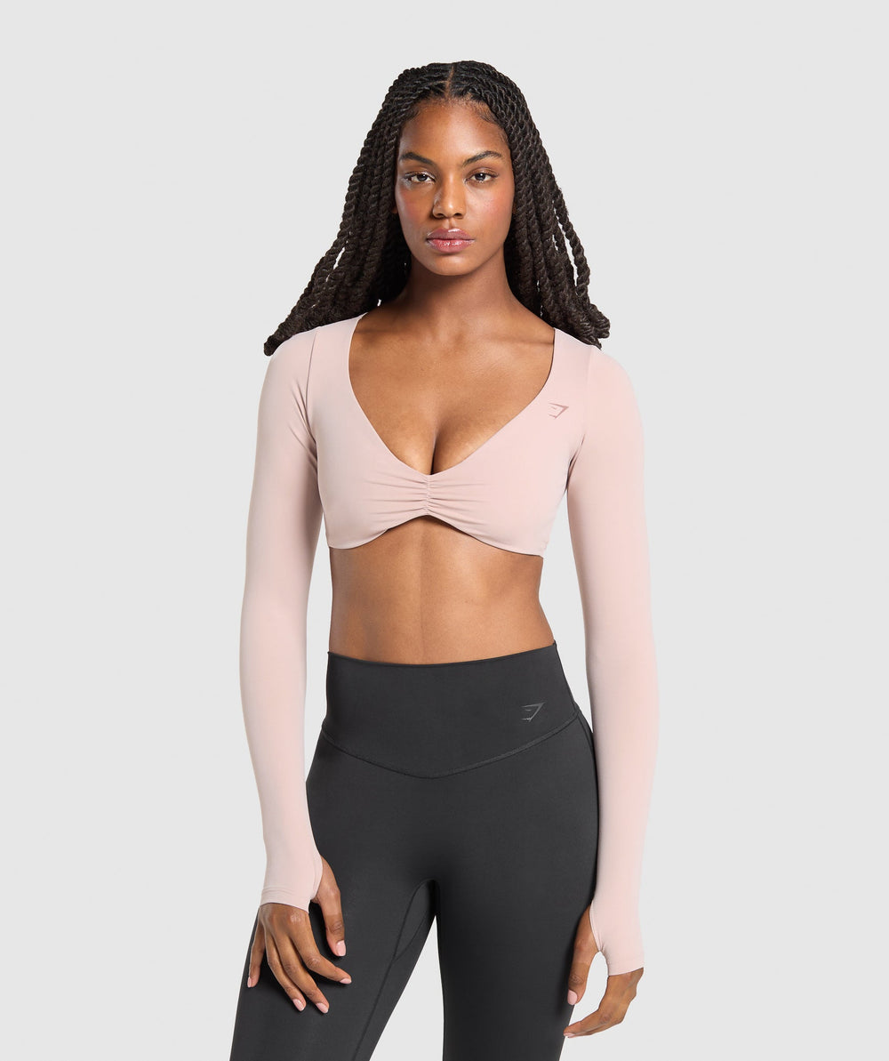 Ruched Long Sleeve Top Muted Pink