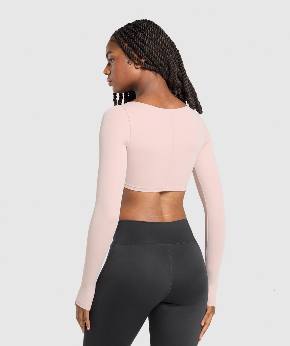 Ruched Long Sleeve Top Muted Pink