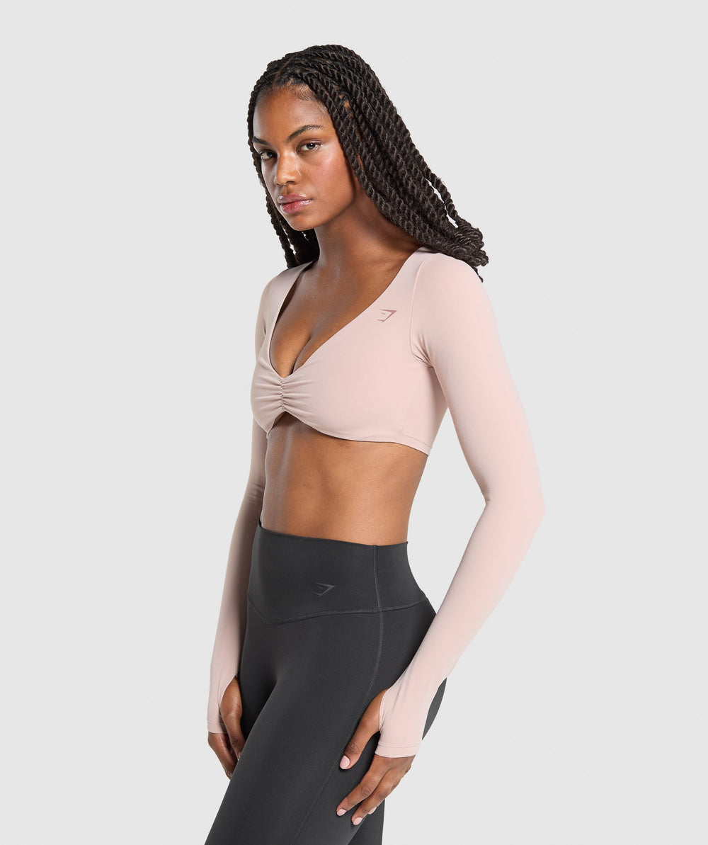 Ruched Long Sleeve Top Muted Pink