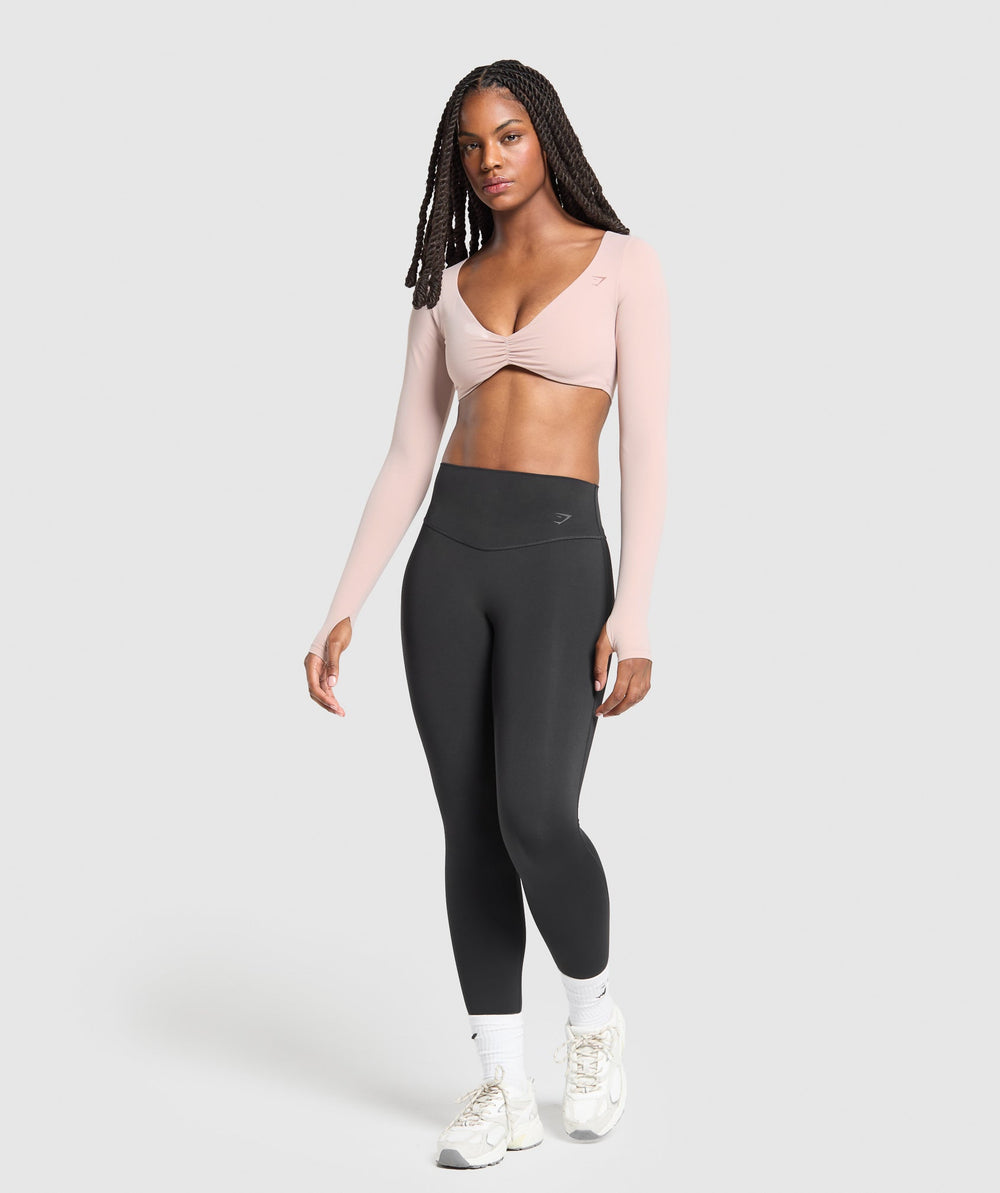 Ruched Long Sleeve Top Muted Pink
