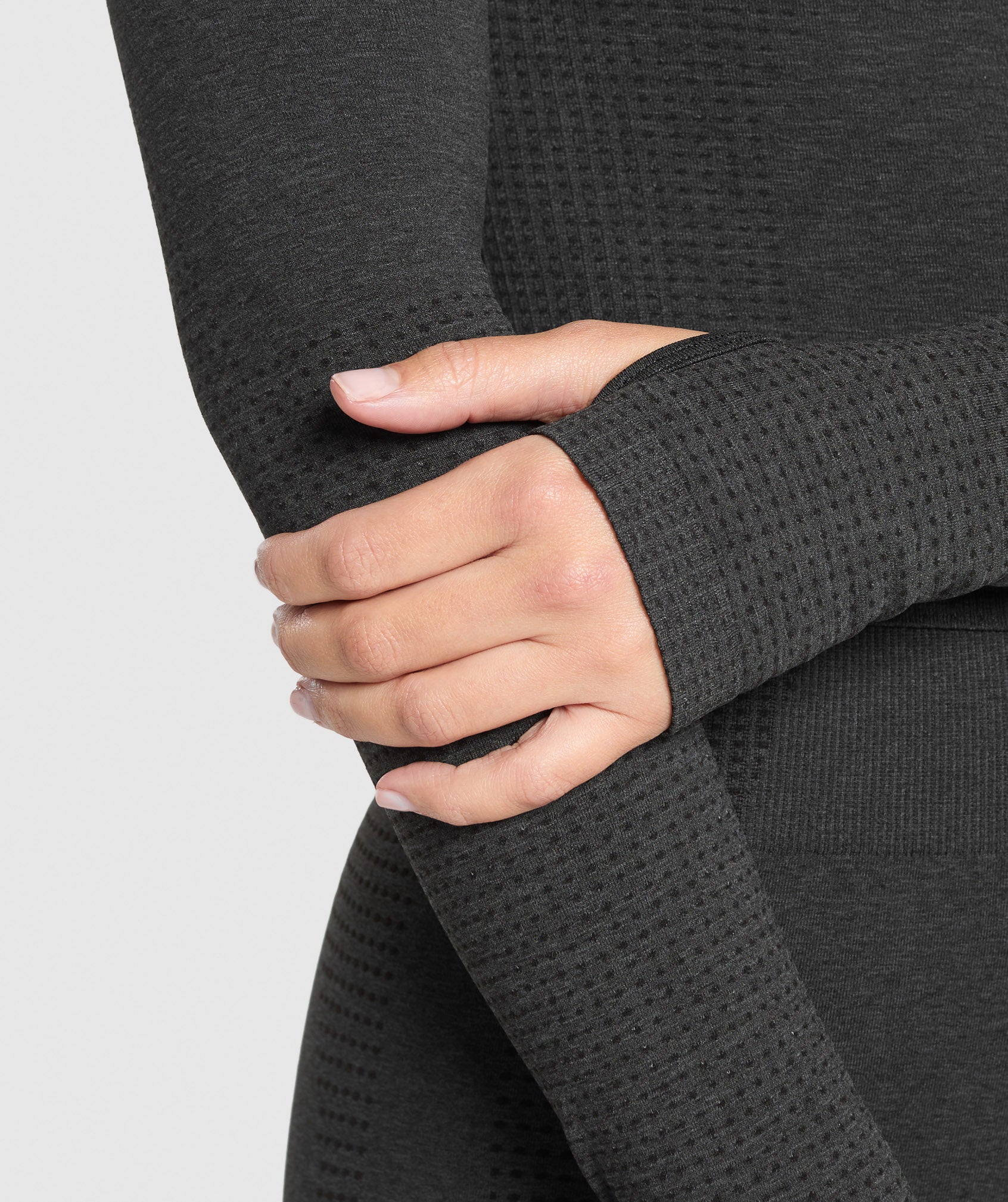 Vital Long Sleeve Cut Out Top Black Marl