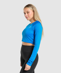 Training Long Sleeve Crop Top Barbell Blue