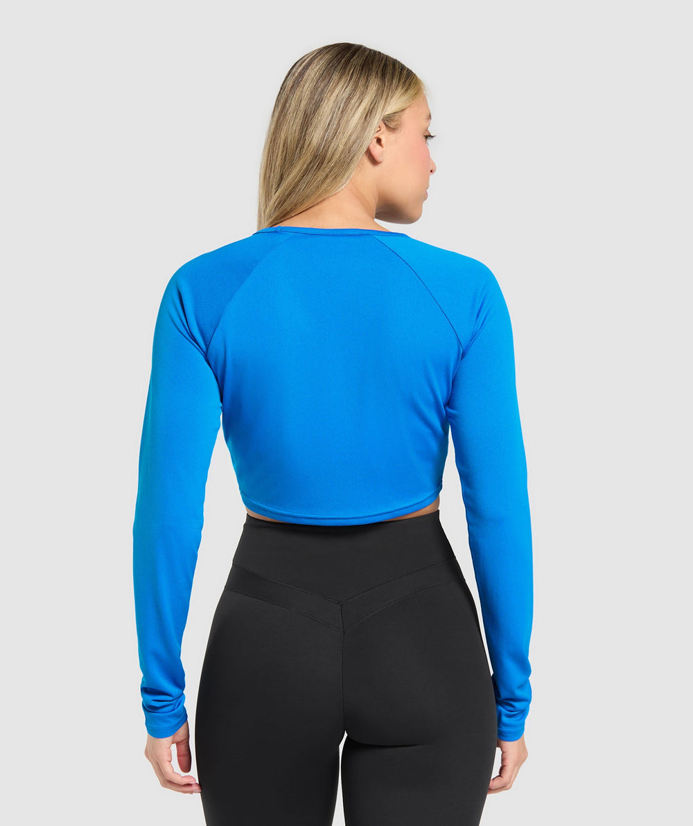 Training Long Sleeve Crop Top Barbell Blue