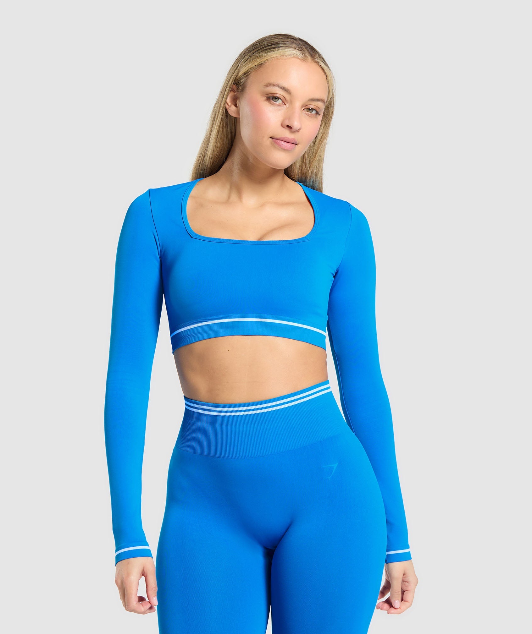 Contrast Seamless Crop Top Barbell Blue