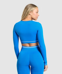 Contrast Seamless Crop Top Barbell Blue