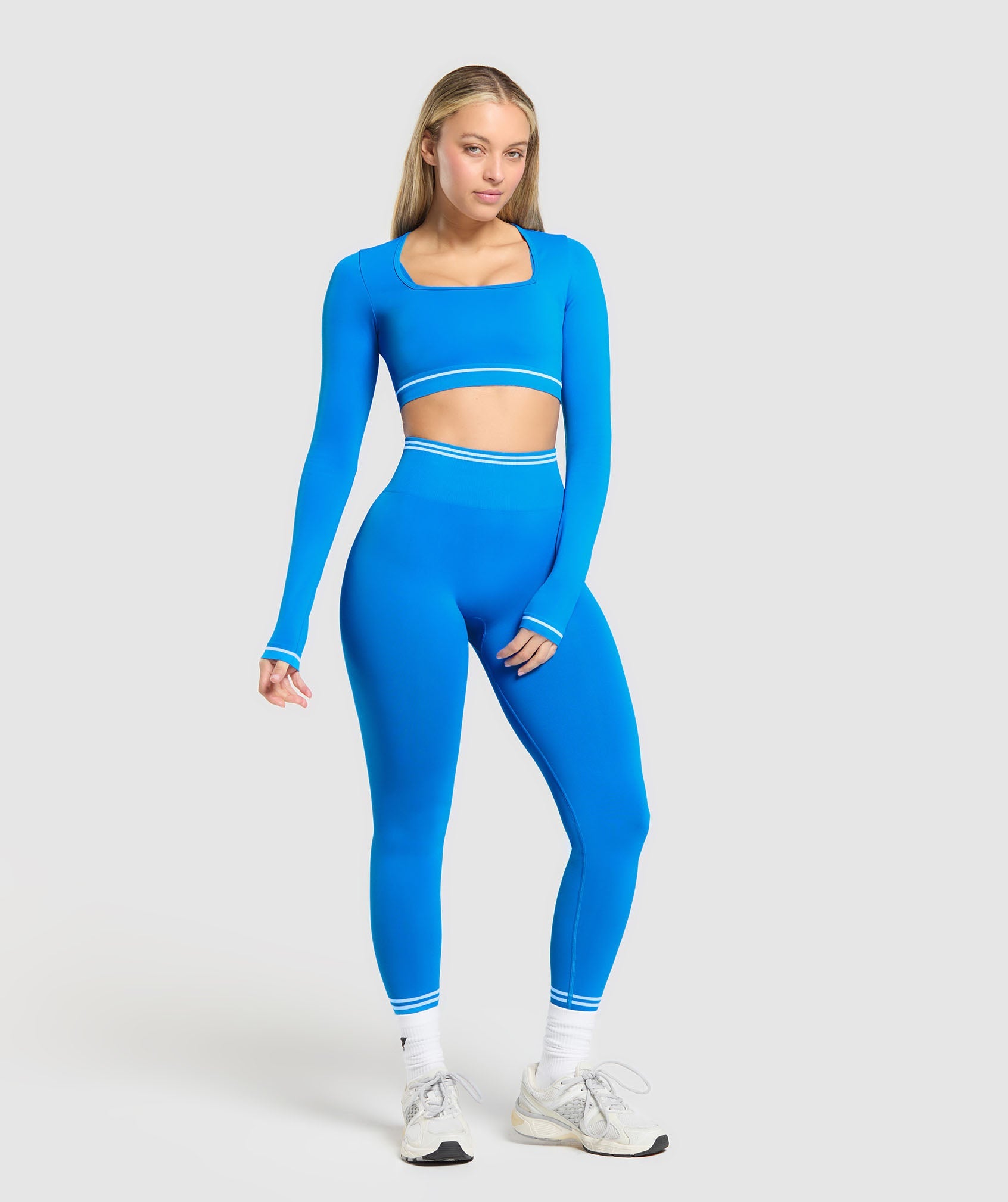 Contrast Seamless Crop Top Barbell Blue