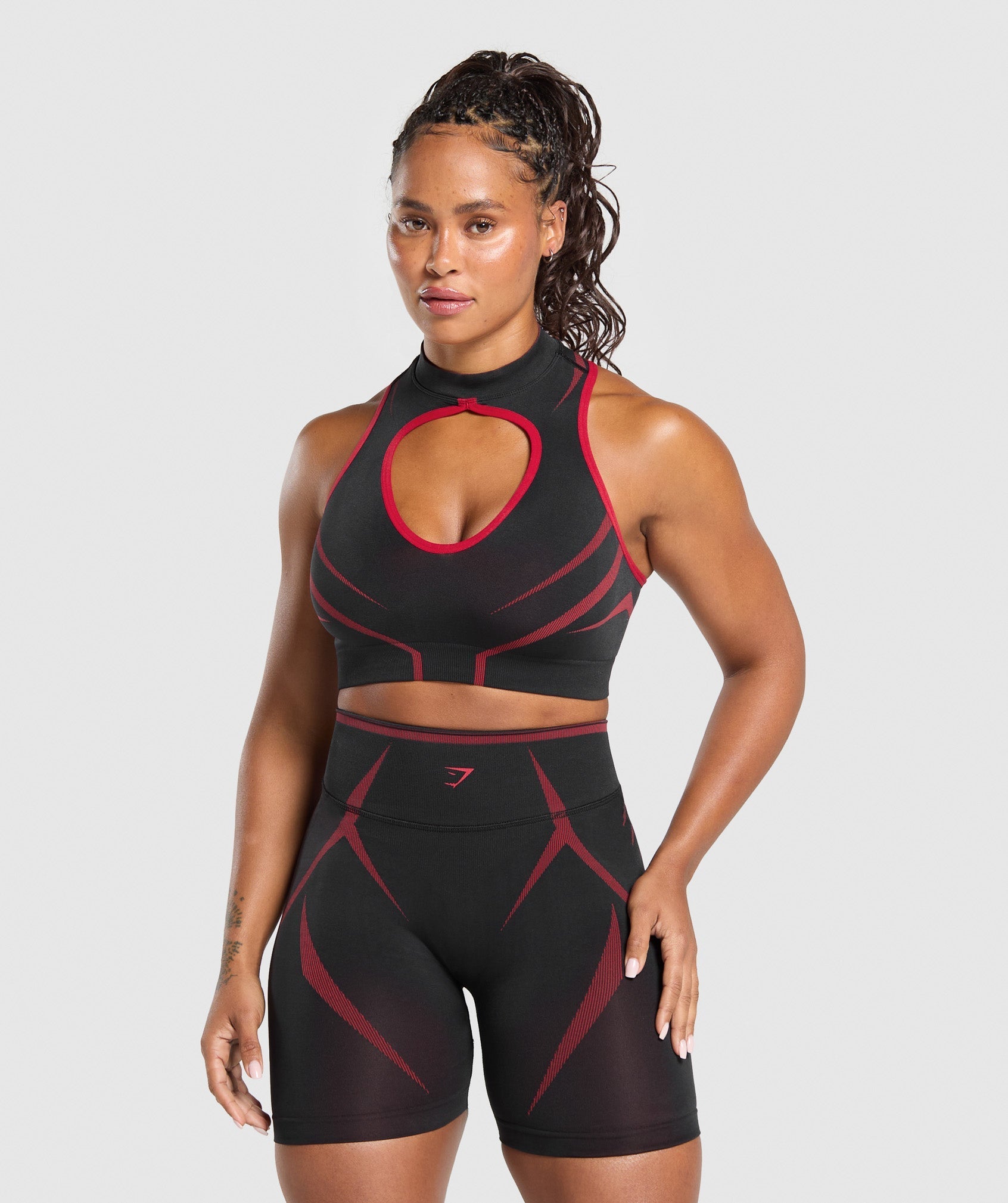 Apex Lift Seamless Crop Top Black/Carmine Red