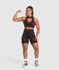 Apex Lift Seamless Crop Top Black/Carmine Red