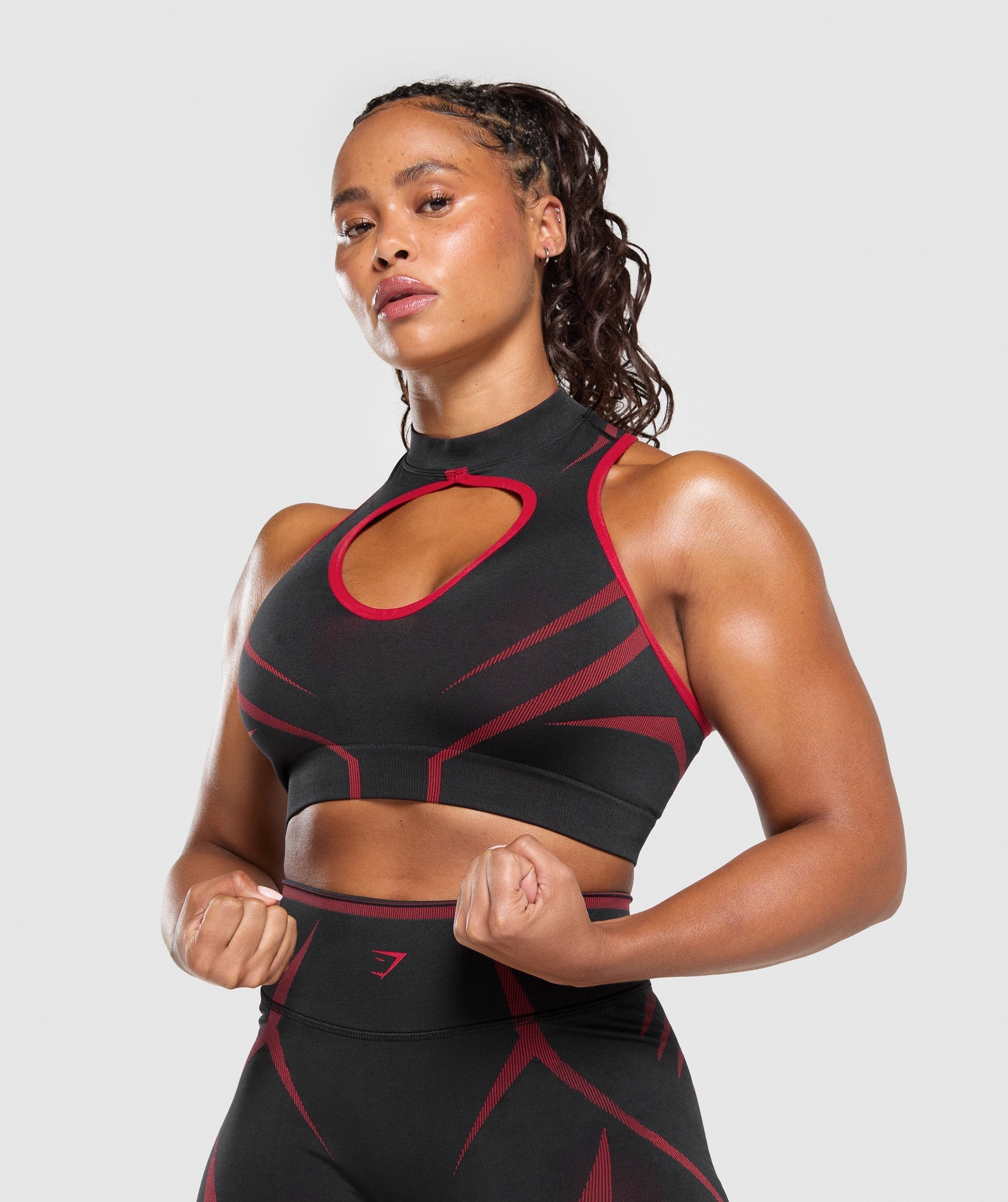 Apex Lift Seamless Crop Top Black/Carmine Red