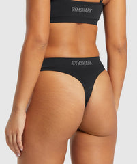 Seamless High Leg Thong Black