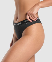 Rib High Rise Thong Midnight Black Marl