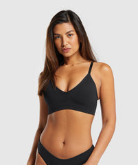 Seamless V Neck Bralette Black