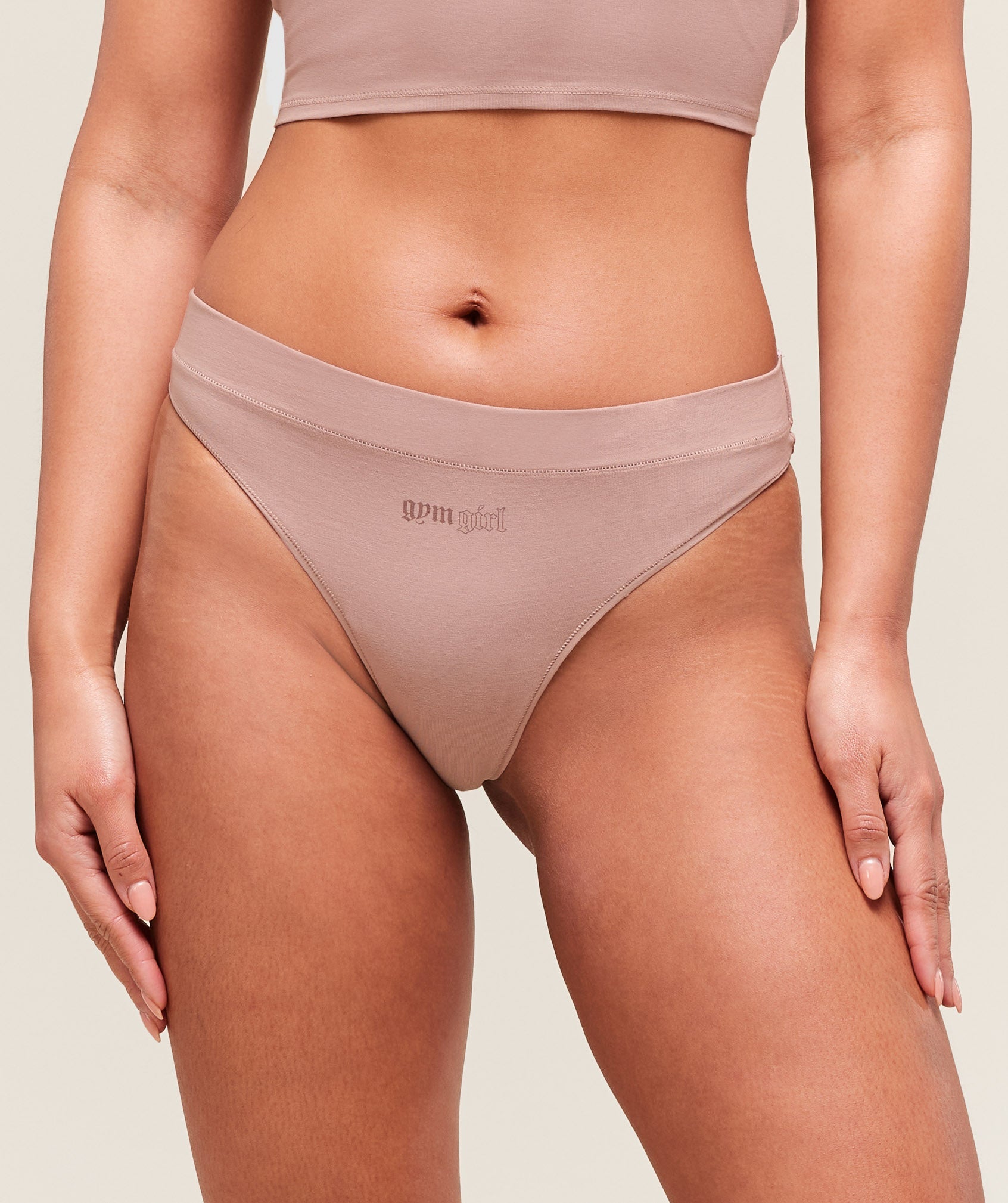 Cotton Graphic Thong Muted Pink