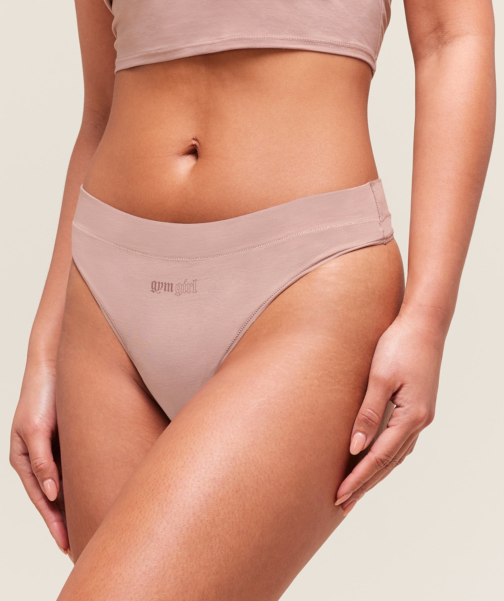 Cotton Graphic Thong Muted Pink