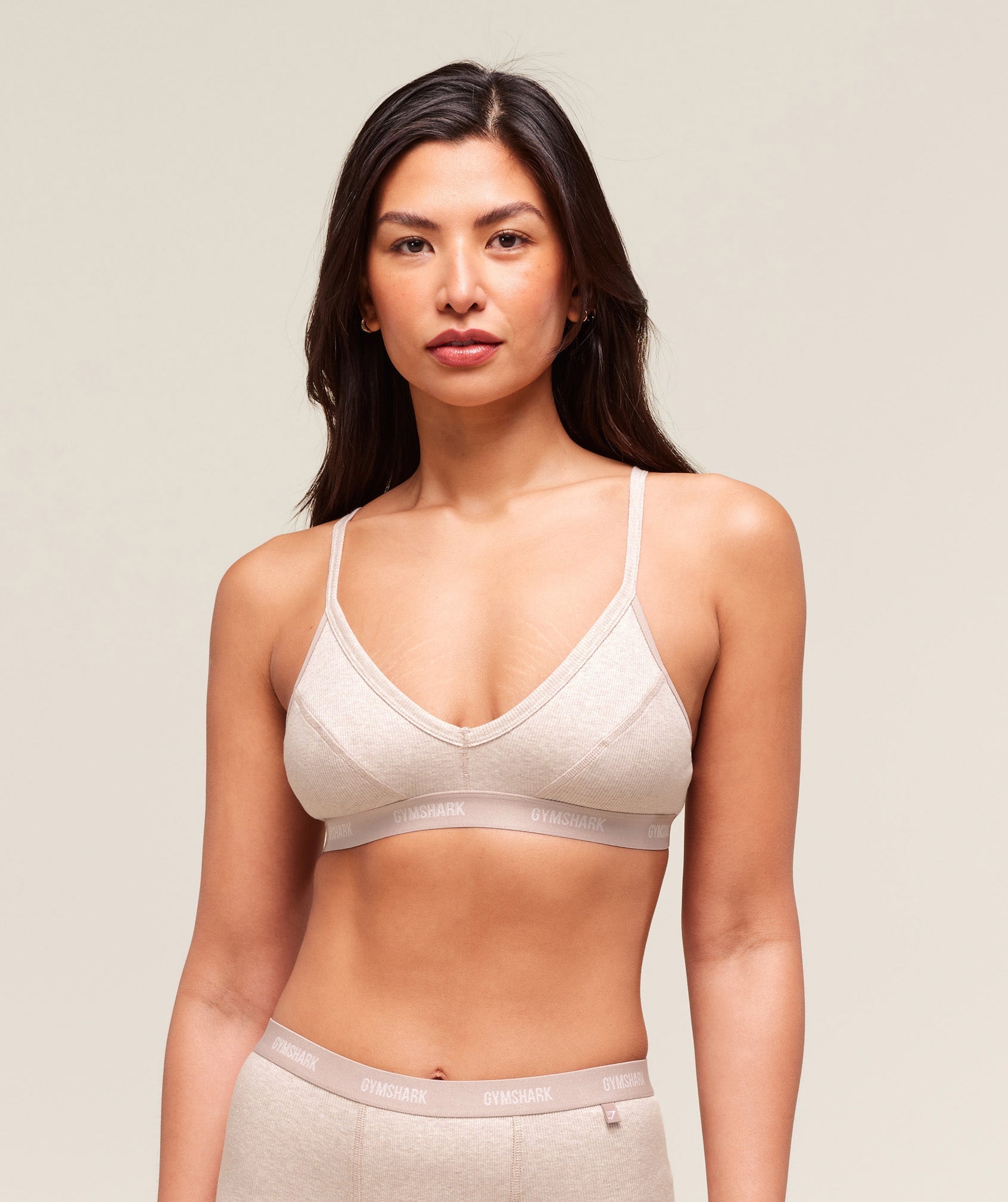 Rib Bralette Soft Pink Marl