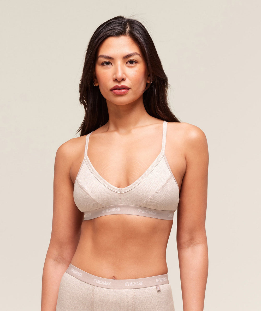 Rib Bralette Soft Pink Marl