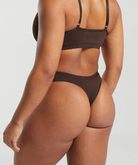 Seamless Dipped Front Thong Archive Brown