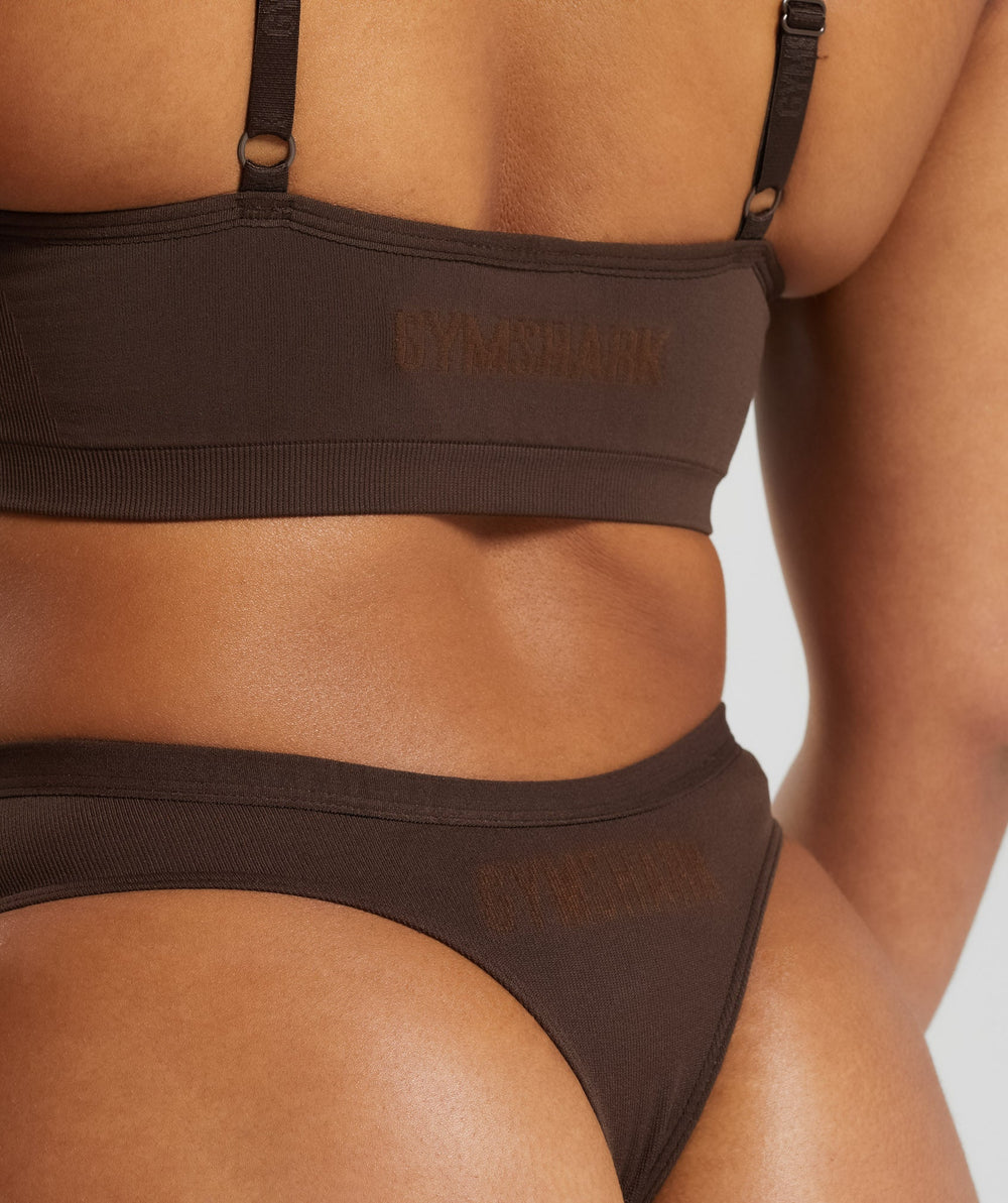 Seamless Dipped Front Thong Archive Brown