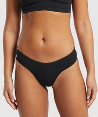 Seamless Dipped Front Thong Black