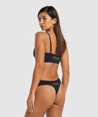 Seamless Dipped Front Thong Black