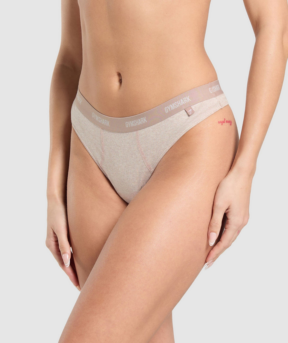 Rib High Rise Thong Soft Pink Marl