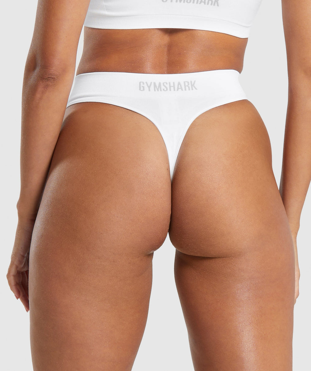 Seamless High Leg Thong White