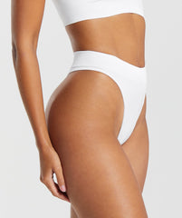 Seamless High Leg Thong White