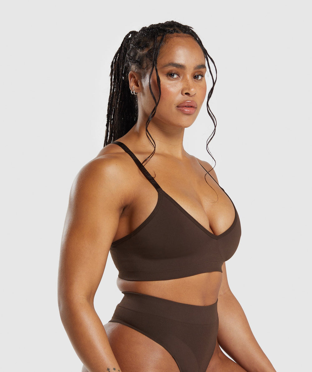 Seamless V Neck Bralette Archive Brown