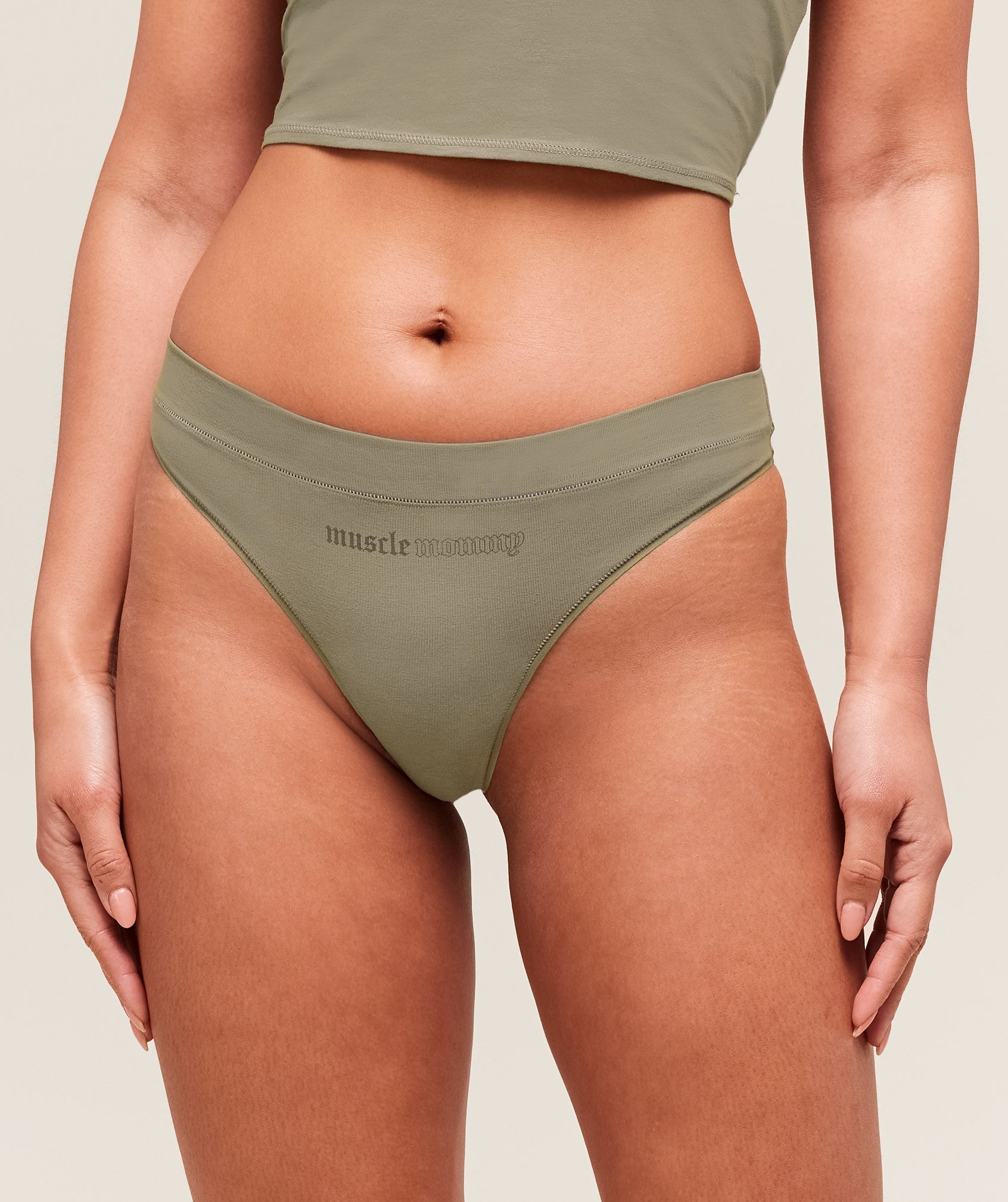 Cotton Graphic Thong Linen Brown