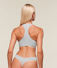 Juicy Peach Cotton Bralette Light Grey Core Marl