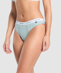 Rib High Rise Thong Blue Marl
