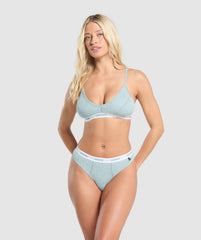 Rib High Rise Thong Blue Marl
