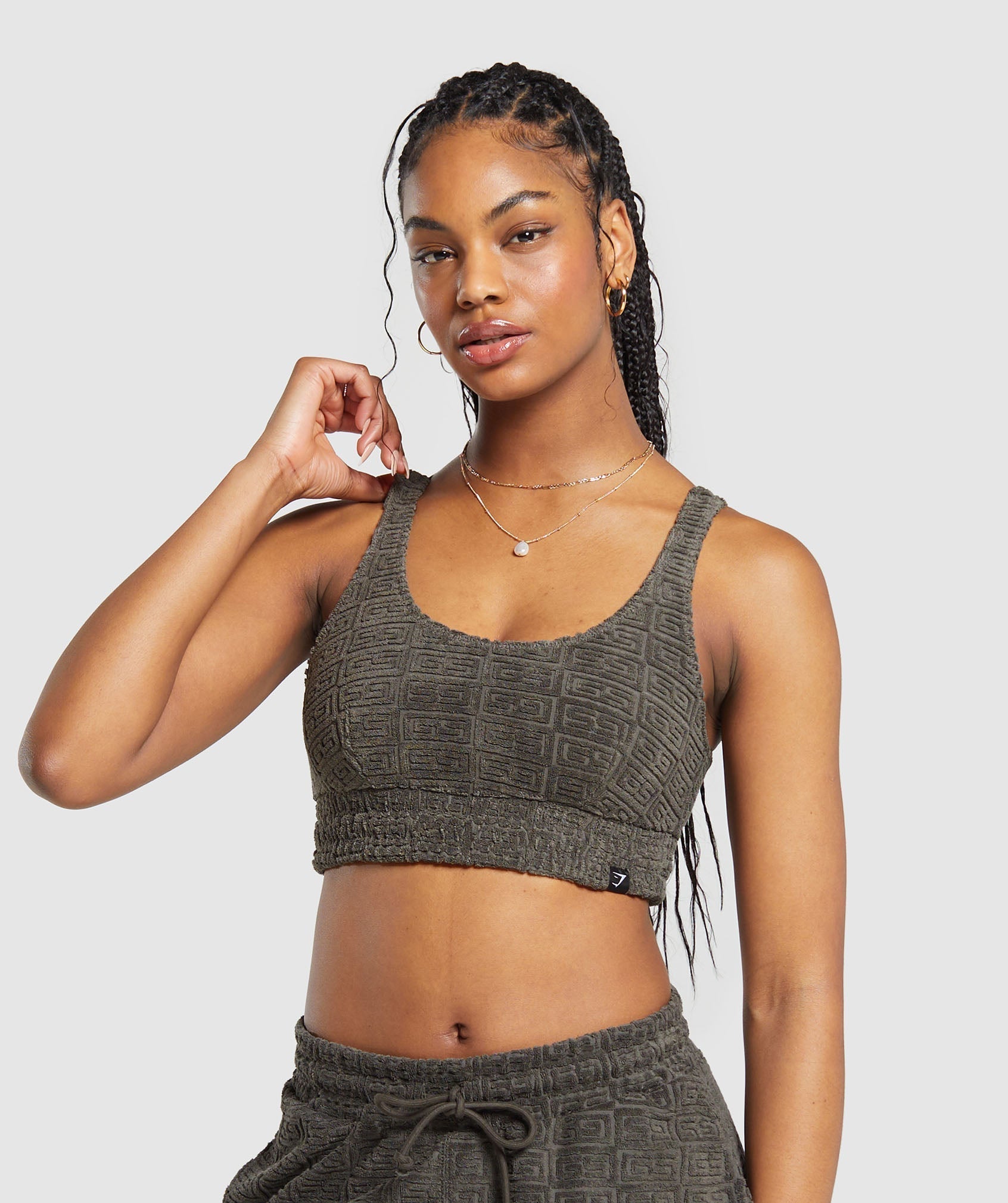 Monogram Towelling Bralette Strength Green
