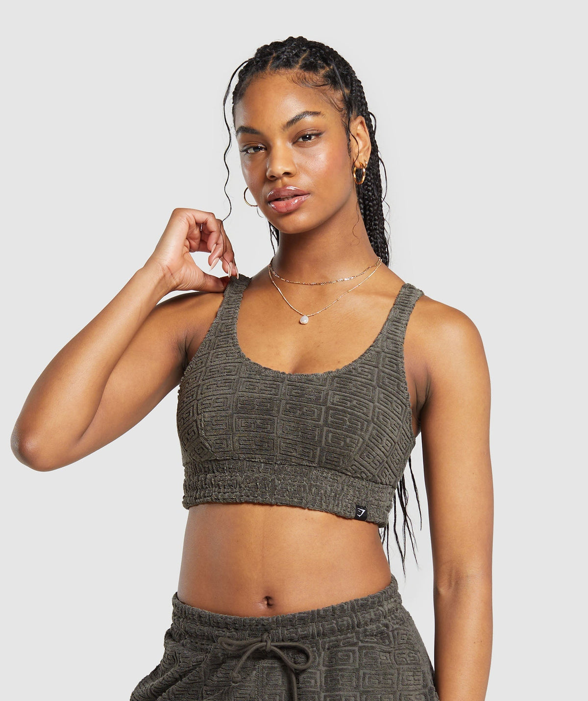 Monogram Towelling Bralette Strength Green