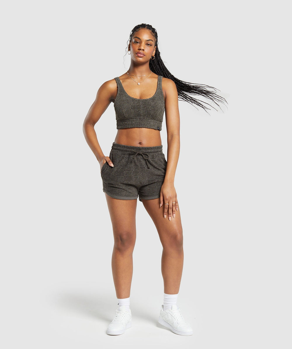 Monogram Towelling Bralette Strength Green