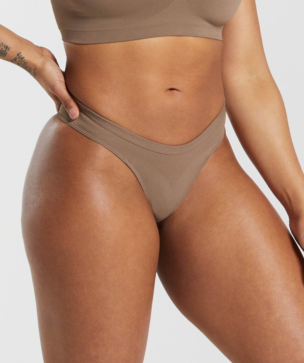 Seamless Dipped Front Thong Soul Brown