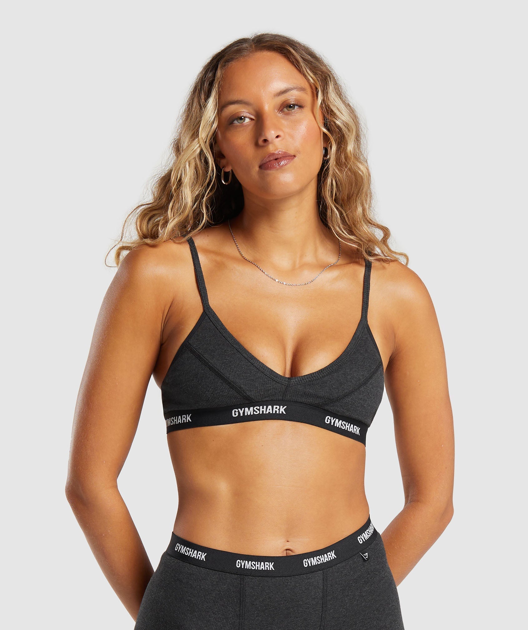 Rib Bralette Midnight Black Marl