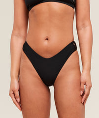 Dipped Front Bikini Thong Black