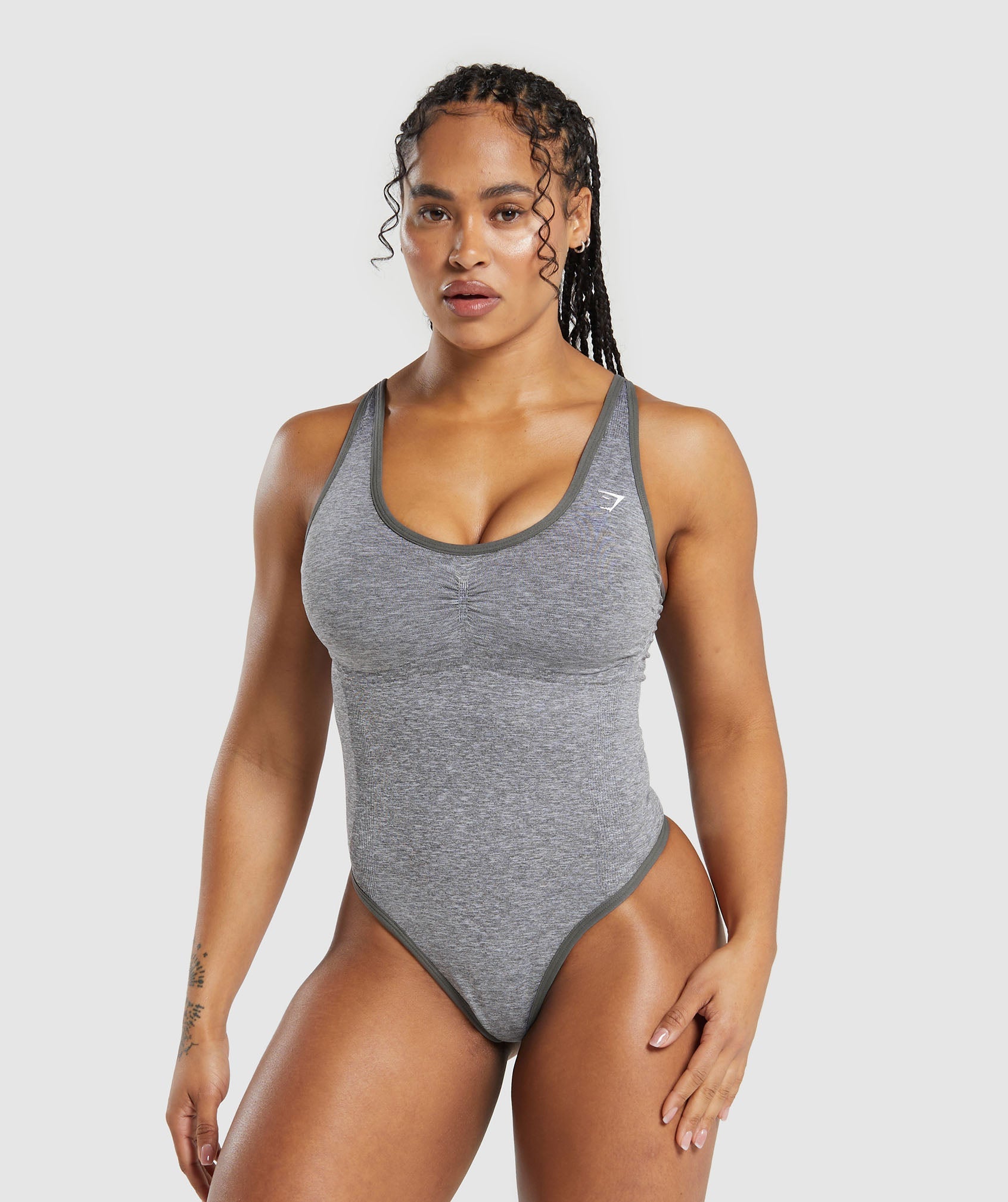 Lift Seamless Bodysuit Brushed Grey/White Marl