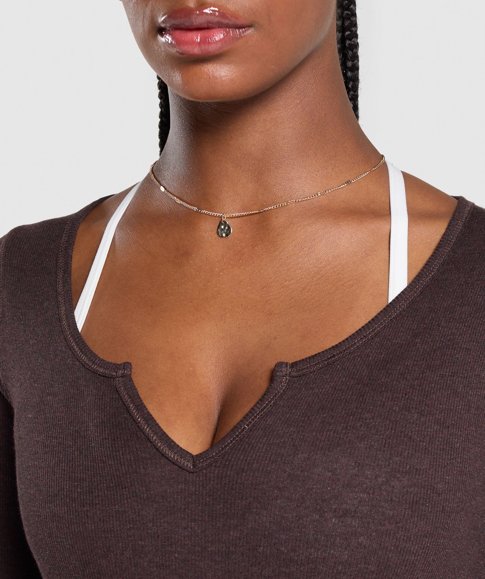 Ribbed Cotton Long Sleeve Bodysuit Brown Marl