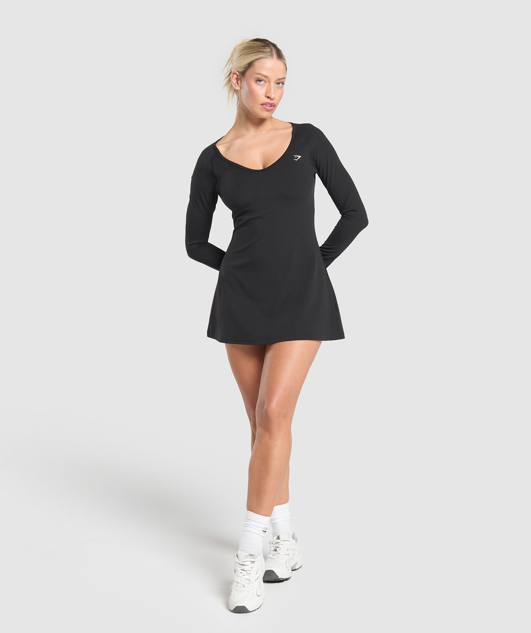 Long Sleeve Workout Dress Black