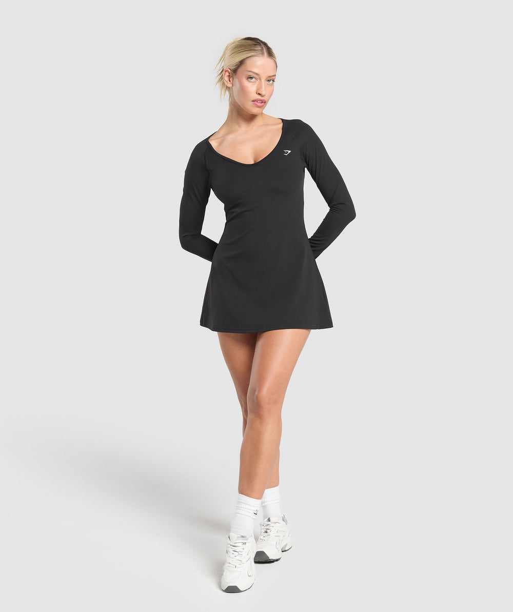 Long Sleeve Workout Dress Black