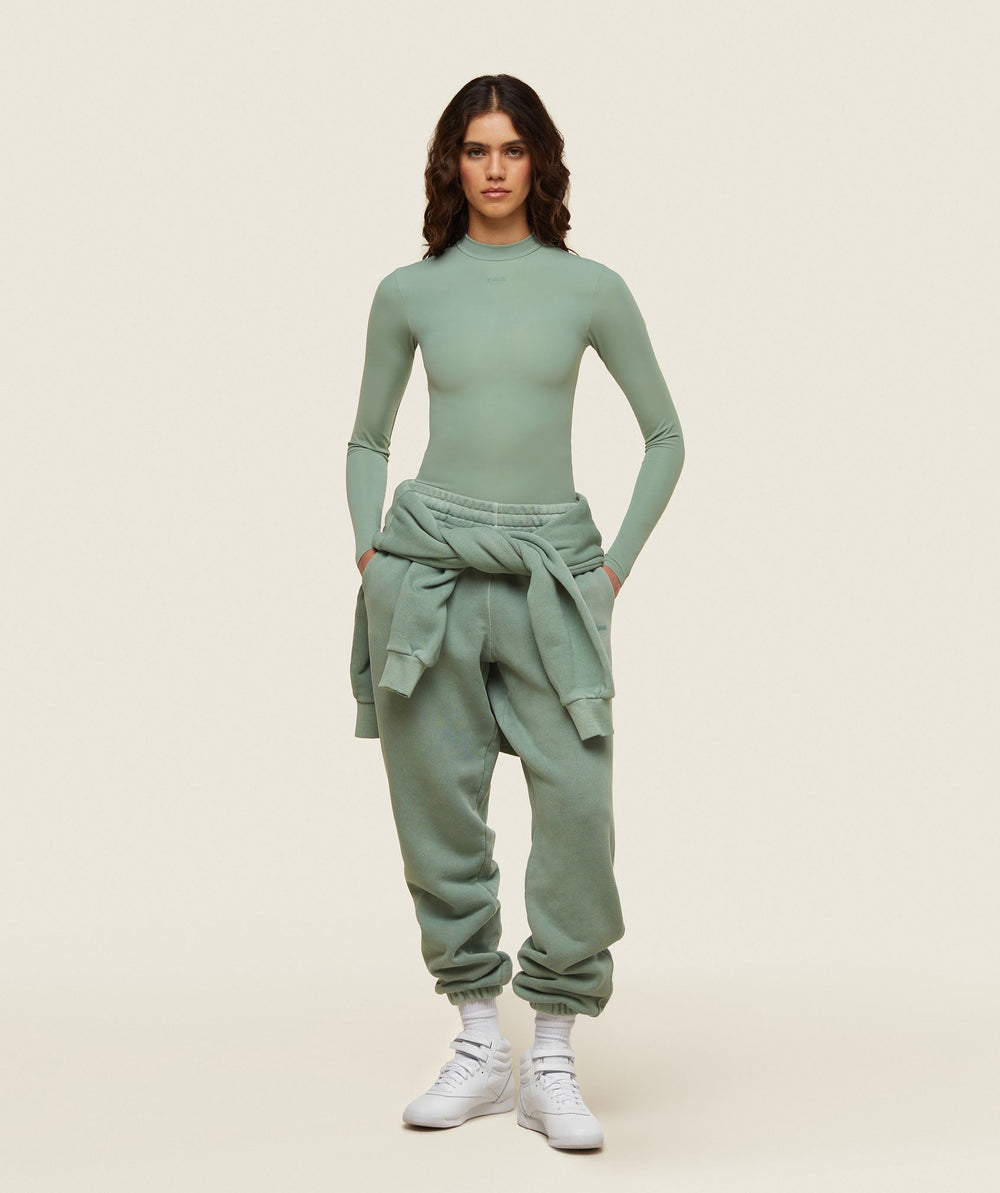 everywear Long Sleeve Active Bodysuit Dollar Green