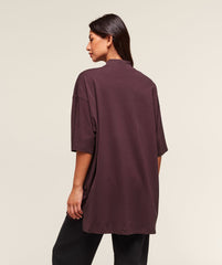 Covered Longline Cotton T-Shirt Cherry Purple
