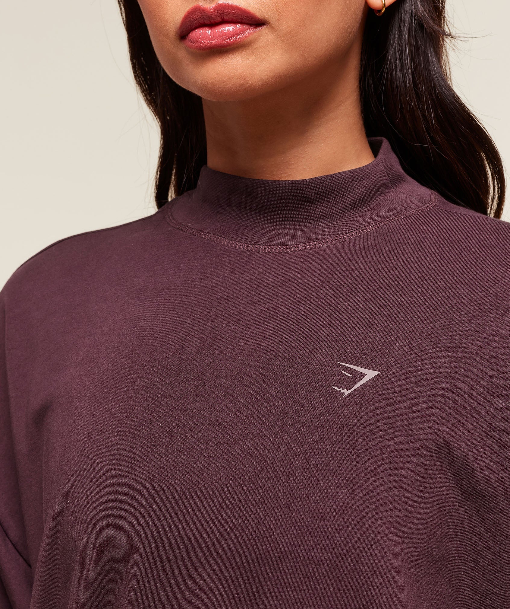 Covered Longline Cotton T-Shirt Cherry Purple